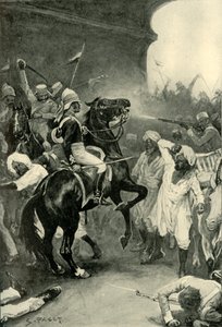 Roberts dostaje strzał w głowę w Bulandshair, 1901. autorstwa Sidney Paget