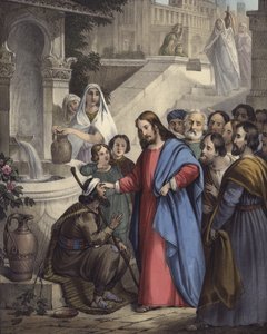 Jezus przywraca wzrok niewidomemu od urodzenia (kolor lito) autorstwa Siegfried Detler Bendixen