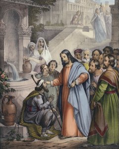 Jezus przywraca wzrok niewidomemu od urodzenia” autorstwa Siegfried Detler Bendixen