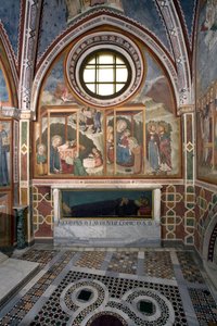 Narodzenia i Adoracji Szkoły Magi Fresco w Sienie. 14 wiek. Kaplica Najświętszej Marii Panny. Klasztor św Benedeta (Sacro Speco), Subiaco (Rzym), Włochy