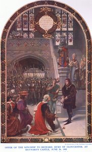 Oferta królewskości dla Richarda Duke of Gloucester w Baynards Castle, 26 czerwca 1483, z Cassells History of the British People opublikowanej przez Waverley Book Company Limited, c.1940