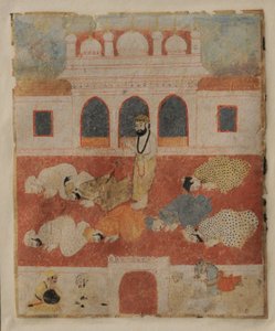 Guru Nanak Dev ji stojący pośród wielbicieli autorstwa Sikh School
