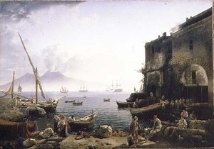Widok na Neapol, nabrzeże Santa Lucia