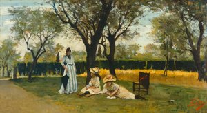 W willi Poggio Piano, by Silvestro Lega (1826-1895), olej na desce, 34x60,5cm