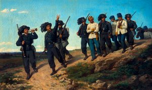 Strażnicy prowadzący więźniów autorstwa Silvestro Lega