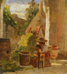 Rustykalna loggia, tryptyk Country Study autorstwa Silvestro Lega