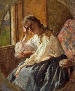 Studium postaci kobiecej, Silvestro Lega (1826-1895), Fragment tryptyku autorstwa Silvestro Lega