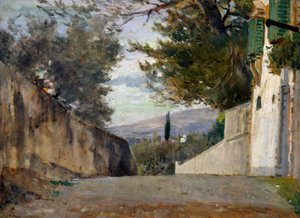 Salita del Pellegrino we Florencji, Silvestro Lega (1826-1895), olej na desce, 24x35 cm, Włochy