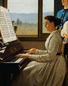 Pieśń szpaka, Silvestro Lega (1826-1895), olej na płótnie, detal autorstwa Silvestro Lega