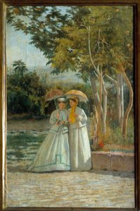 Spacer po ogrodzie Malarstwo Silvestro Lega (18126-1895) XIX-wieczna Florencja, Muzeum Sztuki Nowoczesnej autorstwa Silvestro Lega