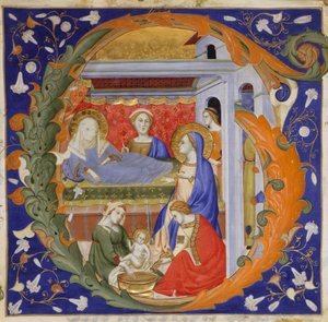 Iluminacja Rękopisu z Narodzinami Marii w inicjale G, z Graduału, ok. 1900 r. 1375. autorstwa Silvestro dei Gherarducci