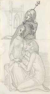 Romeo i Julia, z bratem Lawrence (ołówek, długopis i atrament na papierze) autorstwa Simeon Solomon