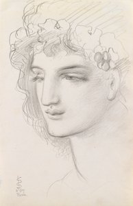 Studium głowy z girlandą, 1867 autorstwa Simeon Solomon