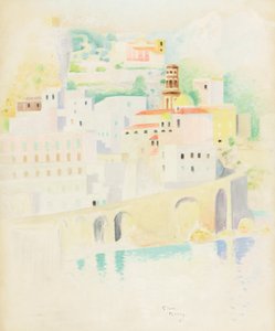 Atrani, Wybrzeże Amalfi (pastel na papierze) autorstwa Simon Albert Bussy