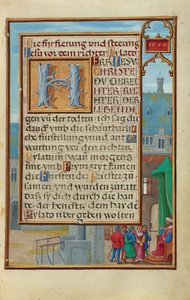 Rand mit einem gefangenen Propheten vor einem Fürsten oder König autorstwa Simon Bening