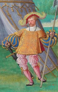Jacques de Lalaing, ok. 1530-40 (tempera, złoto płatkowe i atrament na pergaminie)