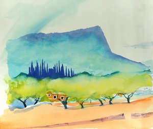 Migdały, Pollença, 2016 (akwarela)