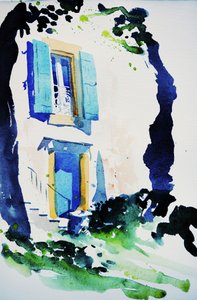 à Fos, 2015 (akwarela) autorstwa Simon Fletcher