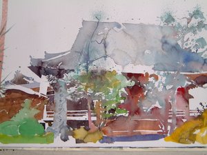 Świątynia w Kioto (akwarela na papierze) autorstwa Simon Fletcher