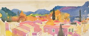 La tour sur Orb, 2004 Francja (akwarela) autorstwa Simon Fletcher