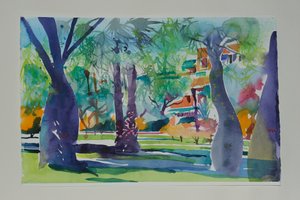 Painters at the Mamounia, 2010 (akwarela na papierze) autorstwa Simon Fletcher