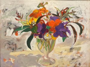 Streptocarpus i geranium (obraz olejny) autorstwa Simon Fletcher