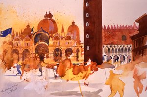 Spotkanie, San Marco, 2006 (akwarela na papierze) autorstwa Simon Fletcher