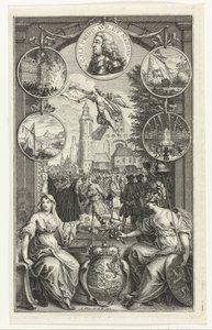 Alegoria wyniesienia Wilhelma IV na namiestnika, 1747 autorstwa Simon Fokke