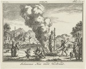 Spalenie Jana Husa na stosie, połowa XVIII w.