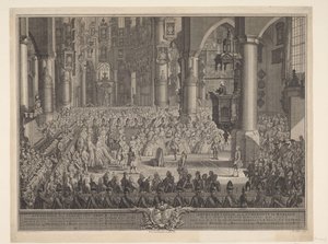 Małżeństwo Karela Christiana van Nassau-Weilburga z księżną Karoliną, 1760 Przedstawienie uroczystej ceremonii ślubnej (...) księcia van Nassau Weilburg z (...) Karoliną van Oranje & Nassau odbyła się w środę, 5 marca 1760, w Groote Kerk w G