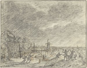 Gwałtowna burza i powódź w Halfweg, 15 listopada 1775 autorstwa Simon Fokke