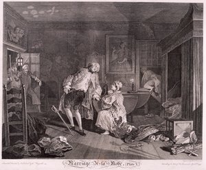 „Małżeństwo a la mode, płyta V”, 1745 autorstwa Simon Francois Ravenet