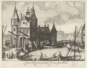 Widok na Pierwszą Bramę Regulierspoort w Amsterdamie