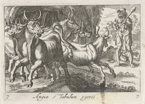 Hercules hoedt de kudde van Geryon (tytuł na obiekcie) Herculische tematu (tytuł serii) autorstwa Simon Frisius