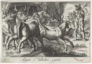 Hercules hoedt de kudde van Geryon (tytuł na obiekcie) Herculische tematu (tytuł serii) autorstwa Simon Frisius