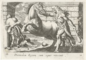 Hercules temt de paarden van Diomedes Król Diomedes z końmi (tytuł na obiekcie) Herculische tematu (tytuł serii)