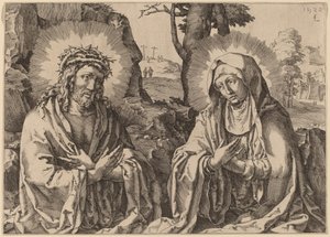 Zbawiciel i Dziewica autorstwa Simon Frisius after Lucas van Leyden