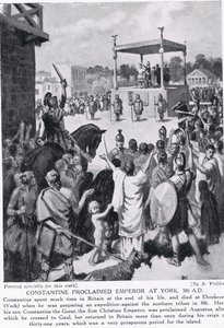Konstantyn ogłoszony cesarzem w Yorku, 306 r. n.e., ilustracja z "Hutchinson