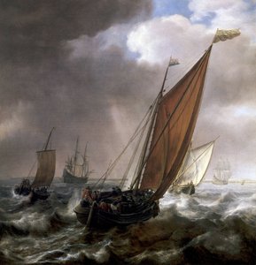 Holenderski mały statek transportowy autorstwa Simon Jacobsz. Vlieger