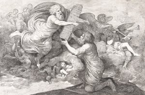 Mojżesz na Synaju Tablice prawa żydowskiego, 1773. autorstwa Simon Julien