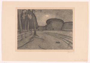 Krajobraz z farmą Wieczór (tytuł oryginalny) autorstwa Simon Moulijn (signed by artist)