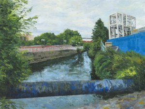 Rzeka Wandle, 2024 (akryl na płótnie) autorstwa Simon Neville