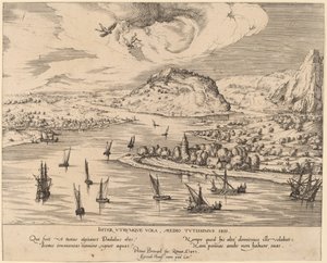Krajobraz rzeczny z upadkiem Ikara autorstwa Simon Novellanus after Pieter Bruegel the Elder