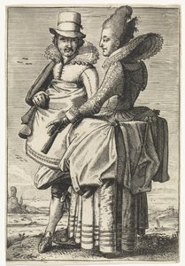 Mężczyzna i kobieta ubrani zgodnie z modą ok. 1625 r. autorstwa Simon Poelenburg (attributed to)