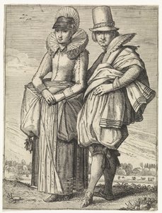 Mężczyzna i kobieta ubrani zgodnie z modą ok. 1625 r. autorstwa Simon Poelenburg (attributed to)