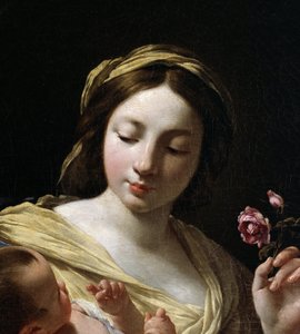 Fragment obrazu „Dziewica z Dzieciątkiem Jezus” (olej na płótnie) autorstwa Simon Vouet