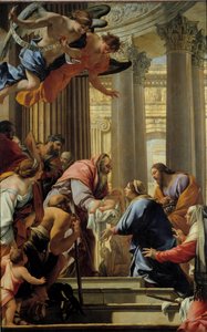 Prezentacja w świątyni Obraz Simona Voueta (1590-1649) XVII w. Niedz. 3,93x2,5m² autorstwa Simon Vouet