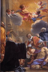 Saint Merry (lub Saint Mederic), Eveque de Paris (VII w.) wyprowadzanie więźniów Obraz Simona Voueta (1590-1649) 1640 Kościół Saint Merri (Merry), Paryż autorstwa Simon Vouet