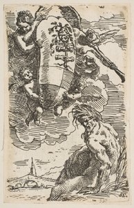 Alegoria rzeki Foglia z herbem miasta Pesaros, frontyspis dla ..., ca. 1639. autorstwa Simone Cantarini