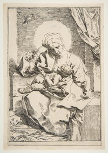 Madonna z Dzieciątkiem z ptakiem, ca. 1635-1636. autorstwa Simone Cantarini